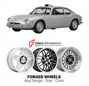 CUSTOM CLASSIC VINTAGE RESTOMOD RETRO OLD SCHOOL FORGED WHEELS RIMS for ABARTH 1300 OT PERISCOPIO 1965 - 1966

Custom forged wheels for Abarth 1300 OT Periscopio 1965 - 1966. Classic, vintage, restomod wheel designs made to order in custom sizes, offsets, colors and finishes.

We manufacture premium quality forged wheels rims for Abarth 1300 OT Periscopio 1965 - 1966 in any design, size, color.

THIS WHEEL DESIGN CAN BE CUSTOM-MADE FOR YOUR CAR IN ANY SIZE AND COLOR OPTIONS
Available in monoblock, 2-piece, 