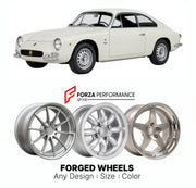 CUSTOM CLASSIC VINTAGE RESTOMOD RETRO OLD SCHOOL FORGED WHEELS RIMS for ABARTH OT 1000 OT 1300 1964 - 1968

Custom forged wheels for Abarth OT 1000 OT 1300 1964 - 1968. Classic, vintage, restomod wheel designs made to order in custom sizes, offsets, colors and finishes.

We manufacture premium quality forged wheels rims for Abarth OT 1000 OT 1300 1964 - 1968 in any design, size, color.

THIS WHEEL DESIGN CAN BE CUSTOM-MADE FOR YOUR CAR IN ANY SIZE AND COLOR OPTIONS
Available in monoblock, 2-piece, 3-piece, 