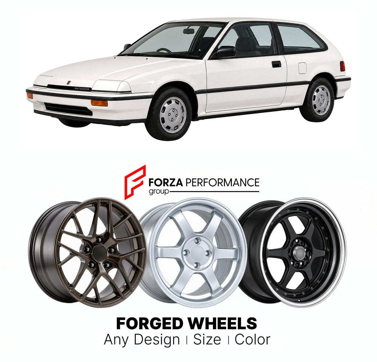 CUSTOM CLASSIC VINTAGE RESTOMOD RETRO OLD SCHOOL FORGED WHEELS RIMS for ACURA INTEGRA DA1 DA3 1986 - 1989

Custom forged wheels for Acura Integra DA1 DA3 1986 - 1989. Classic, vintage, restomod and retro JDM wheel designs made to order in custom sizes, offsets, colors and finishes with guaranteed fitment.

We manufacture premium quality forged wheels rims for Acura Integra DA1 DA3 1986 - 1989 in any design, size, color.

JDM WHEEL DESIGNS: our Japanese collection for sports cars and coupes includes designs 
