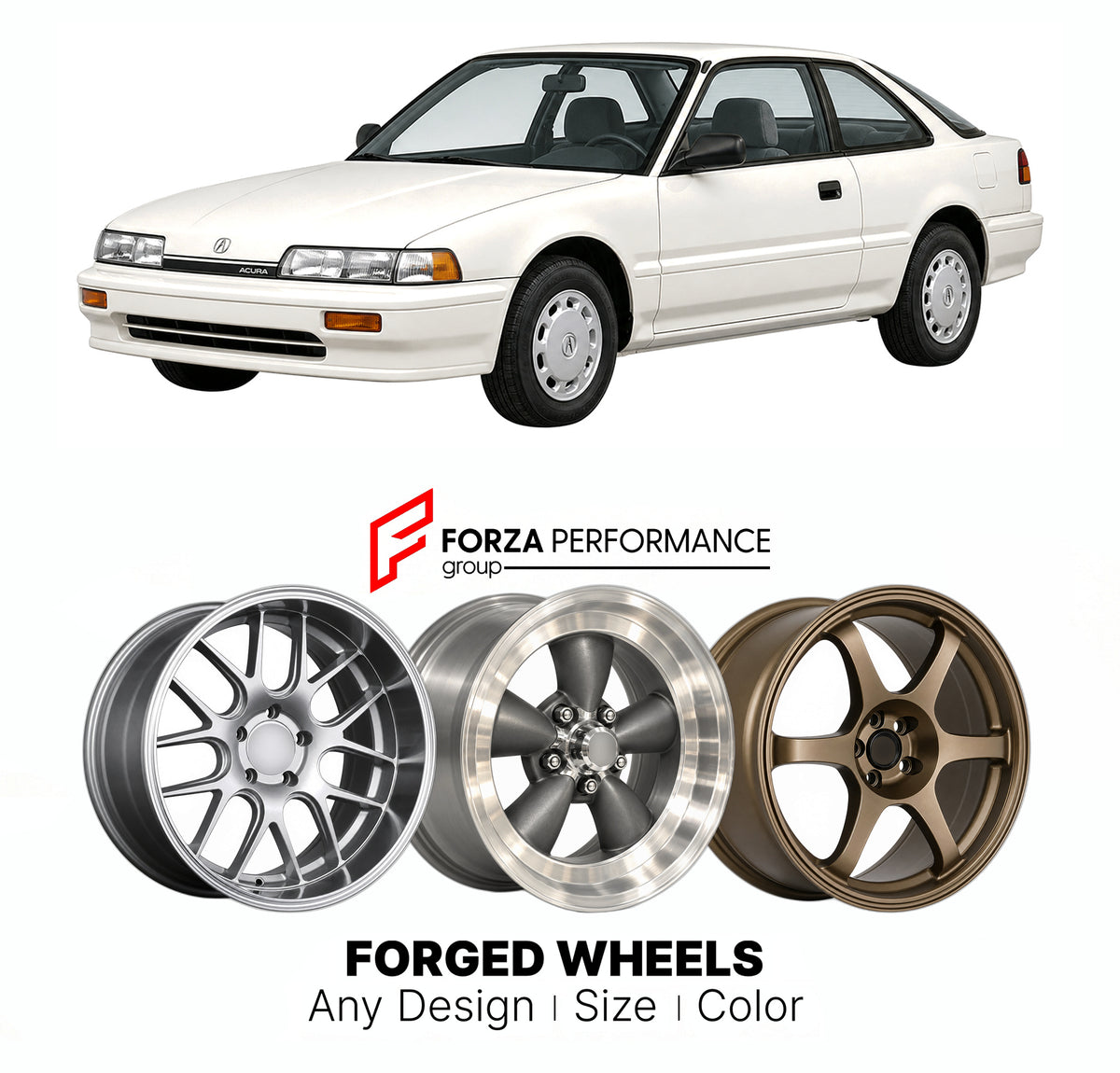 CUSTOM CLASSIC VINTAGE RESTOMOD RETRO OLD SCHOOL FORGED WHEELS RIMS for ACURA INTEGRA DA5 DA6 DA9 DB1 1990 - 1993

Custom forged wheels for Acura Integra DA5 DA6 DA9 DB1 1990 - 1993. Classic, vintage, restomod and retro JDM wheel designs made to order in custom sizes, offsets, colors and finishes with guaranteed fitment.

We manufacture premium quality forged wheels rims for Acura Integra DA5 DA6 DA9 DB1 1990 - 1993 in any design, size, color.

JDM WHEEL DESIGNS: our Japanese collection for sports cars and 