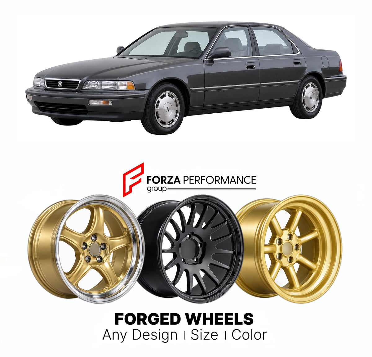 CUSTOM CLASSIC VINTAGE RESTOMOD RETRO OLD SCHOOL FORGED WHEELS RIMS for ACURA LEGEND KA7 KA8 1991 - 1995

Custom forged wheels for Acura Legend KA7 KA8 1991 - 1995. Classic, vintage, restomod and retro JDM wheel designs made to order in custom sizes, offsets, colors and finishes with guaranteed fitment.

We manufacture premium quality forged wheels rims for Acura Legend KA7 KA8 1991 - 1995 in any design, size, color.

JDM WHEEL DESIGNS: our Japanese collection for sports cars and coupes includes designs ins