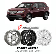 FORGED WHEELS RIMS for ACURA MDX YD2 2007 - 2009

Custom forged wheels for Acura MDX YD2 2007 - 2009. Made-to-order monoblock, 2-piece and 3-piece rims in custom sizes, offsets, colors and finishes with guaranteed fitment.

We manufacture premium quality forged wheels rims for Acura MDX YD2 2007 - 2009 in any design, size, color.

JDM WHEEL DESIGNS: our Japanese collection for SUVs and pickups includes designs inspired by Bradley V, Method Race Wheels, Forgiato, Kuhl Racing, Mugen, TRD, Rota, Work Wheels, I