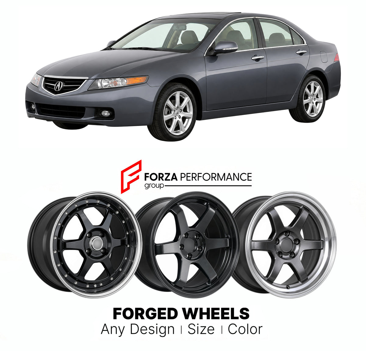 FORGED WHEELS RIMS for ACURA TSX CL9 2004 - 2008

Custom forged wheels for Acura TSX CL9 2004 - 2008. Made-to-order monoblock, 2-piece and 3-piece rims in custom sizes, offsets, colors and finishes with guaranteed fitment.

We manufacture premium quality forged wheels rims for Acura TSX CL9 2004 - 2008 in any design, size, color.

JDM WHEEL DESIGNS: our Japanese collection for sports cars and coupes includes designs inspired by Rays Volk Racing, XXR, SSR, Enkei, Cosmis Racing, Rota, Liberty Walk, Top Secret