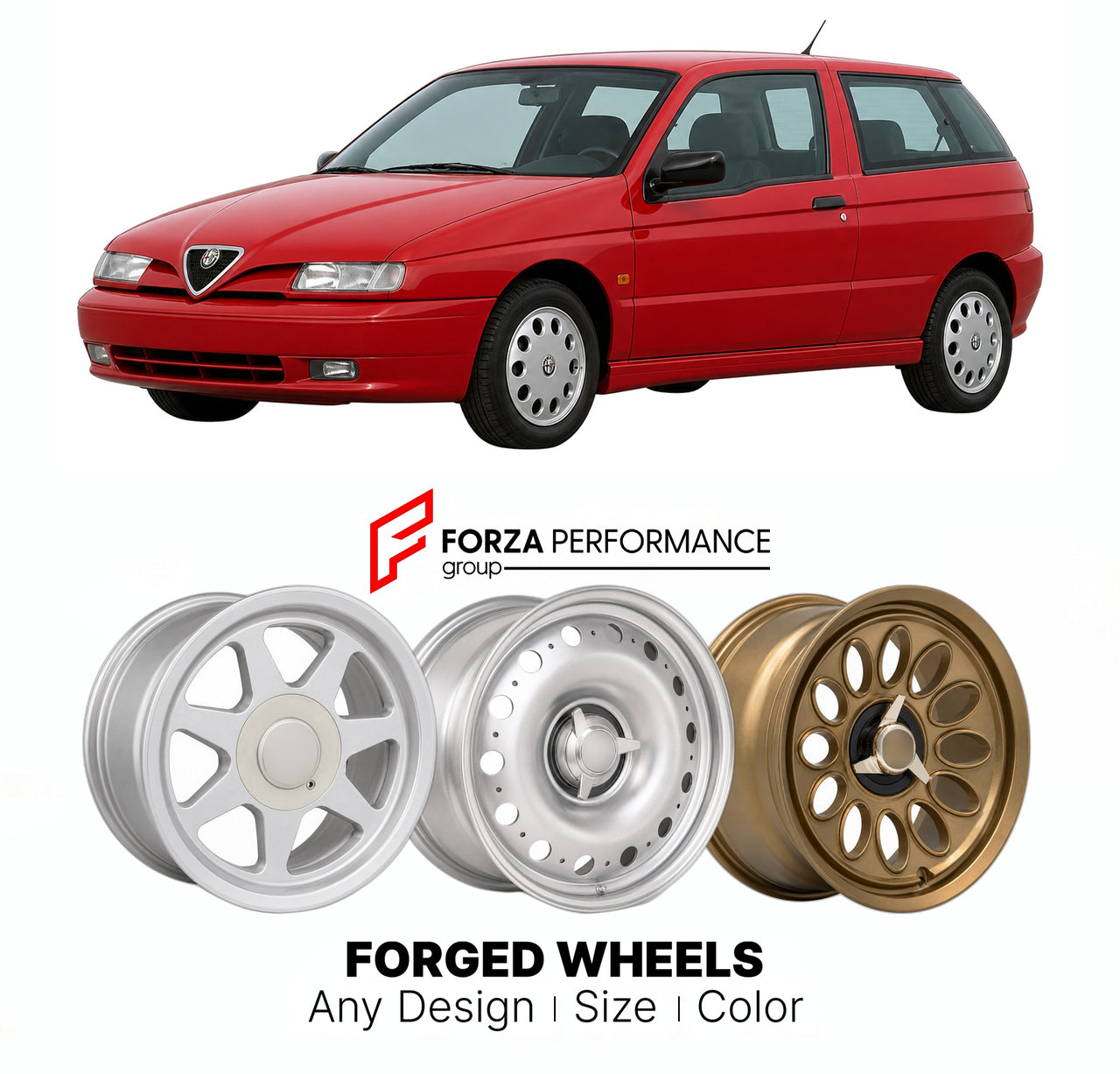 CUSTOM CLASSIC VINTAGE RESTOMOD RETRO OLD SCHOOL FORGED WHEELS RIMS for ALFA ROMEO 145 1994 - 2000

Custom forged wheels for Alfa Romeo 145 1994 - 2000. Classic, vintage, restomod wheel designs made to order in custom sizes, offsets, colors and finishes.

We manufacture premium quality forged wheels rims for Alfa Romeo 145 1994 - 2000 in any design, size, color.

THIS WHEEL DESIGN CAN BE CUSTOM-MADE FOR YOUR CAR IN ANY SIZE AND COLOR OPTIONS
Available in monoblock, 2-piece, 3-piece, duoblock, beadlock
3D wh