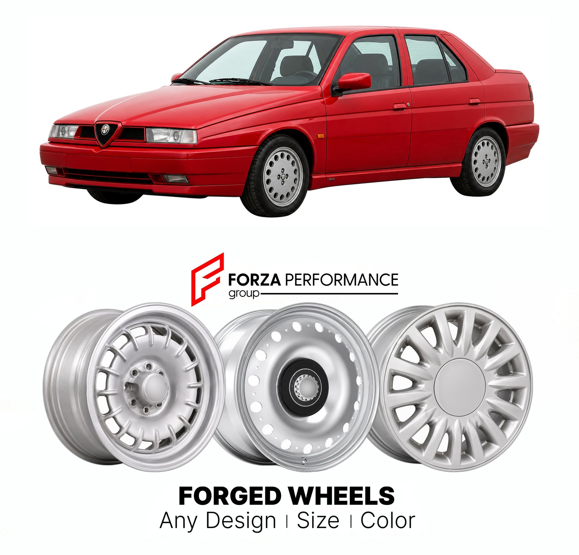 CUSTOM CLASSIC VINTAGE RESTOMOD RETRO OLD SCHOOL FORGED WHEELS RIMS for ALFA ROMEO 155 1992 - 1998

Custom forged wheels for Alfa Romeo 155 1992 - 1998. Classic, vintage, restomod wheel designs made to order in custom sizes, offsets, colors and finishes.

We manufacture premium quality forged wheels rims for Alfa Romeo 155 1992 - 1998 in any design, size, color.

THIS WHEEL DESIGN CAN BE CUSTOM-MADE FOR YOUR CAR IN ANY SIZE AND COLOR OPTIONS
Available in monoblock, 2-piece, 3-piece, duoblock, beadlock
3D wh