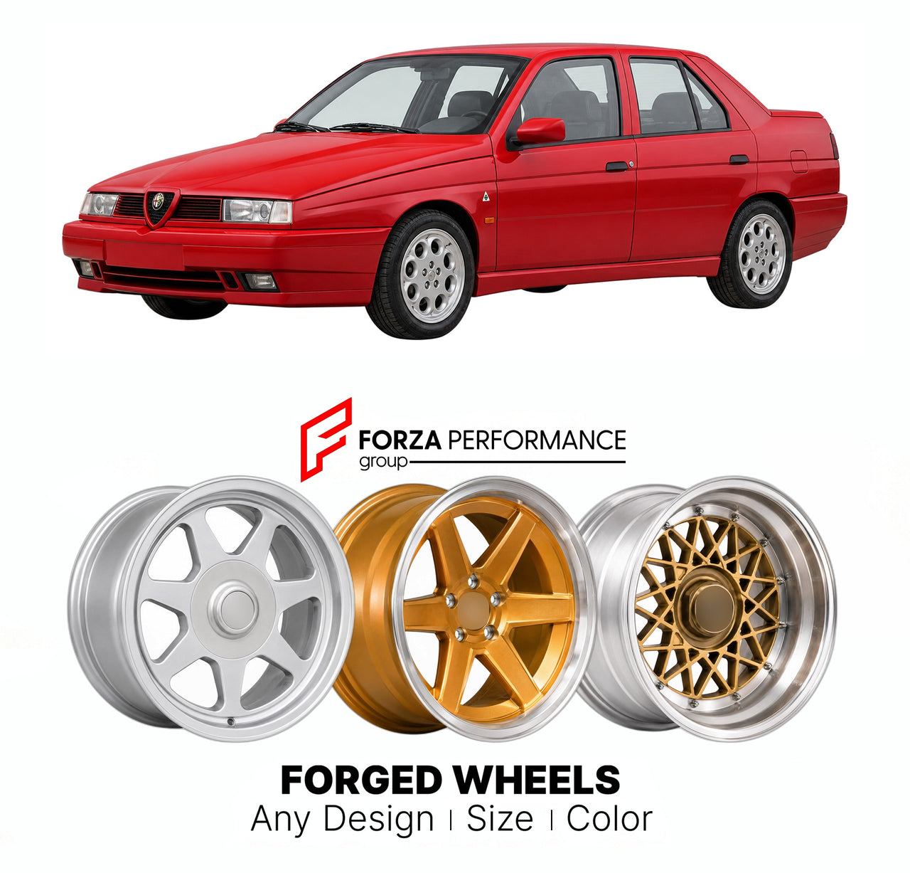 CUSTOM CLASSIC VINTAGE RESTOMOD RETRO OLD SCHOOL FORGED WHEELS RIMS for ALFA ROMEO 155 Q4 TIPO 167 1992 - 1993

Custom forged wheels for Alfa Romeo 155 Q4 Tipo 167 1992 - 1993. Classic, vintage, restomod wheel designs made to order in custom sizes, offsets, colors and finishes.

We manufacture premium quality forged wheels rims for Alfa Romeo 155 Q4 Tipo 167 1992 - 1993 in any design, size, color.

THIS WHEEL DESIGN CAN BE CUSTOM-MADE FOR YOUR CAR IN ANY SIZE AND COLOR OPTIONS
Available in monoblock, 2-piec