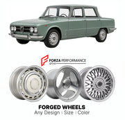 CUSTOM CLASSIC VINTAGE RESTOMOD RETRO OLD SCHOOL FORGED WHEELS RIMS for ALFA ROMEO 1750 BERLINA 1968 - 1971

Custom forged wheels for Alfa Romeo 1750 Berlina 1968 - 1971. Classic, vintage, restomod wheel designs made to order in custom sizes, offsets, colors and finishes.

We manufacture premium quality forged wheels rims for Alfa Romeo 1750 Berlina 1968 - 1971 in any design, size, color.

THIS WHEEL DESIGN CAN BE CUSTOM-MADE FOR YOUR CAR IN ANY SIZE AND COLOR OPTIONS
Available in monoblock, 2-piece, 3-piec