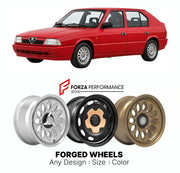 CUSTOM CLASSIC VINTAGE RESTOMOD RETRO OLD SCHOOL FORGED WHEELS RIMS for ALFA ROMEO 33 1983 - 1995

Custom forged wheels for Alfa Romeo 33 1983 - 1995. Classic, vintage, restomod wheel designs made to order in custom sizes, offsets, colors and finishes.

We manufacture premium quality forged wheels rims for Alfa Romeo 33 1983 - 1995 in any design, size, color.

THIS WHEEL DESIGN CAN BE CUSTOM-MADE FOR YOUR CAR IN ANY SIZE AND COLOR OPTIONS
Available in monoblock, 2-piece, 3-piece, duoblock, beadlock
3D wheel