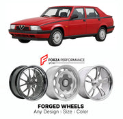 CUSTOM CLASSIC VINTAGE RESTOMOD RETRO OLD SCHOOL FORGED WHEELS RIMS for ALFA ROMEO 75 MILANO 1985 - 1992

Custom forged wheels for Alfa Romeo 75 Milano 1985 - 1992. Classic, vintage, restomod wheel designs made to order in custom sizes, offsets, colors and finishes.

We manufacture premium quality forged wheels rims for Alfa Romeo 75 Milano 1985 - 1992 in any design, size, color.

THIS WHEEL DESIGN CAN BE CUSTOM-MADE FOR YOUR CAR IN ANY SIZE AND COLOR OPTIONS
Available in monoblock, 2-piece, 3-piece, duoblo