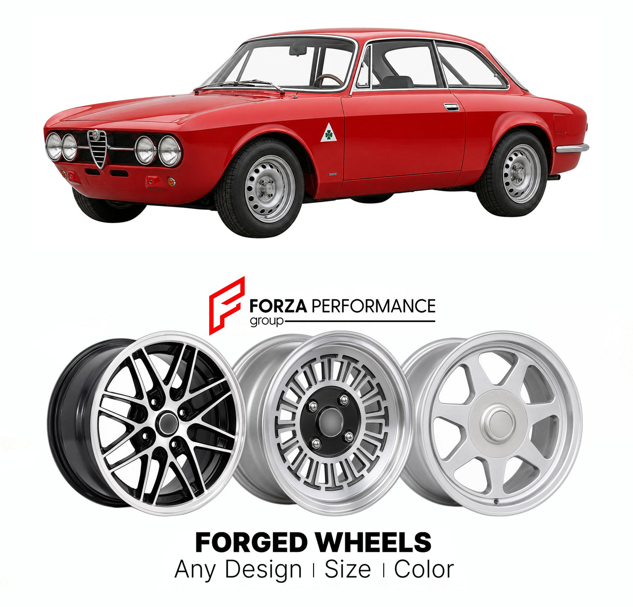 CUSTOM CLASSIC VINTAGE RESTOMOD RETRO OLD SCHOOL FORGED WHEELS RIMS for ALFA ROMEO GTA CORSA 105 SERIES AUTODELTA 1965 - 1971

Custom forged wheels for Alfa Romeo GTA Corsa 105 Series Autodelta 1965 - 1971. Classic, vintage, restomod wheel designs made to order in custom sizes, offsets, colors and finishes.

We manufacture premium quality forged wheels rims for Alfa Romeo GTA Corsa 105 Series Autodelta 1965 - 1971 in any design, size, color.

THIS WHEEL DESIGN CAN BE CUSTOM-MADE FOR YOUR CAR IN ANY SIZE AND