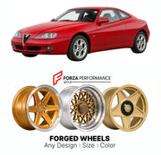 CUSTOM CLASSIC VINTAGE RESTOMOD RETRO OLD SCHOOL FORGED WHEELS RIMS for ALFA ROMEO GTV 3.0 V6 24V 916 1998 - 2003

Custom forged wheels for Alfa Romeo GTV 3.0 V6 24V 916 1998 - 2003. Classic, vintage, restomod wheel designs made to order in custom sizes, offsets, colors and finishes.

We manufacture premium quality forged wheels rims for Alfa Romeo GTV 3.0 V6 24V 916 1998 - 2003 in any design, size, color.

THIS WHEEL DESIGN CAN BE CUSTOM-MADE FOR YOUR CAR IN ANY SIZE AND COLOR OPTIONS
Available in monobloc