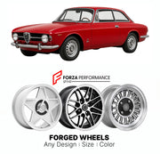 CUSTOM CLASSIC VINTAGE RESTOMOD RETRO OLD SCHOOL FORGED WHEELS RIMS for ALFA ROMEO GIULIA SPRINT GTV 105 SERIES 1965 - 1968

Custom forged wheels for Alfa Romeo Giulia Sprint GTV 105 Series 1965 - 1968. Classic, vintage, restomod wheel designs made to order in custom sizes, offsets, colors and finishes.

We manufacture premium quality forged wheels rims for Alfa Romeo Giulia Sprint GTV 105 Series 1965 - 1968 in any design, size, color.

THIS WHEEL DESIGN CAN BE CUSTOM-MADE FOR YOUR CAR IN ANY SIZE AND COLOR