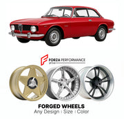 CUSTOM CLASSIC VINTAGE RESTOMOD RETRO OLD SCHOOL FORGED WHEELS RIMS for ALFA ROMEO GIULIA SPRINT GT VELOCE 105 SERIES 1966 - 1968

Custom forged wheels for Alfa Romeo Giulia Sprint GT Veloce 105 Series 1966 - 1968. Classic, vintage, restomod wheel designs made to order in custom sizes, offsets, colors and finishes.

We manufacture premium quality forged wheels rims for Alfa Romeo Giulia Sprint GT Veloce 105 Series 1966 - 1968 in any design, size, color.

THIS WHEEL DESIGN CAN BE CUSTOM-MADE FOR YOUR CAR IN 