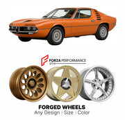 CUSTOM CLASSIC VINTAGE RESTOMOD RETRO OLD SCHOOL FORGED WHEELS RIMS for ALFA ROMEO MONTREAL 1970 - 1977

Custom forged wheels for Alfa Romeo Montreal 1970 - 1977. Classic, vintage, restomod wheel designs made to order in custom sizes, offsets, colors and finishes.

We manufacture premium quality forged wheels rims for Alfa Romeo Montreal 1970 - 1977 in any design, size, color.

THIS WHEEL DESIGN CAN BE CUSTOM-MADE FOR YOUR CAR IN ANY SIZE AND COLOR OPTIONS
Available in monoblock, 2-piece, 3-piece, duoblock,