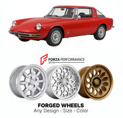 CUSTOM CLASSIC VINTAGE RESTOMOD RETRO OLD SCHOOL FORGED WHEELS RIMS for ALFA ROMEO SPIDER SERIES 2 CODA TRONCA 1970 - 1982

Custom forged wheels for Alfa Romeo Spider Series 2 Coda Tronca 1970 - 1982. Classic, vintage, restomod wheel designs made to order in custom sizes, offsets, colors and finishes.

We manufacture premium quality forged wheels rims for Alfa Romeo Spider Series 2 Coda Tronca 1970 - 1982 in any design, size, color.

THIS WHEEL DESIGN CAN BE CUSTOM-MADE FOR YOUR CAR IN ANY SIZE AND COLOR OP
