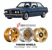 CUSTOM CLASSIC VINTAGE RESTOMOD RETRO OLD SCHOOL FORGED WHEELS RIMS for ALPINA B6 2.8 E21 1978 - 1983

Custom forged wheels for Alpina B6 2.8 E21 1978 - 1983. Classic, vintage, restomod wheel designs made to order in custom sizes, offsets, colors and finishes.

We manufacture premium quality forged wheels rims for Alpina B6 2.8 E21 1978 - 1983 in any design, size, color.

THIS WHEEL DESIGN CAN BE CUSTOM-MADE FOR YOUR CAR IN ANY SIZE AND COLOR OPTIONS
Available in monoblock, 2-piece, 3-piece, duoblock, beadl