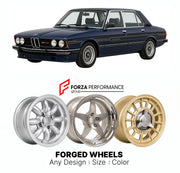 CUSTOM CLASSIC VINTAGE RESTOMOD RETRO OLD SCHOOL FORGED WHEELS RIMS for ALPINA B7 TURBO E12 1978 - 1982

Custom forged wheels for Alpina B7 Turbo E12 1978 - 1982. Classic, vintage, restomod wheel designs made to order in custom sizes, offsets, colors and finishes.

We manufacture premium quality forged wheels rims for Alpina B7 Turbo E12 1978 - 1982 in any design, size, color.

THIS WHEEL DESIGN CAN BE CUSTOM-MADE FOR YOUR CAR IN ANY SIZE AND COLOR OPTIONS
Available in monoblock, 2-piece, 3-piece, duoblock,