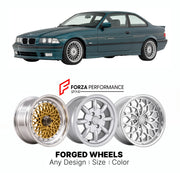 CUSTOM CLASSIC VINTAGE RESTOMOD RETRO OLD SCHOOL FORGED WHEELS RIMS for ALPINA B8 4.6 E36 1995 - 1998

Custom forged wheels for Alpina B8 4.6 E36 1995 - 1998. Classic, vintage, restomod wheel designs made to order in custom sizes, offsets, colors and finishes.

We manufacture premium quality forged wheels rims for Alpina B8 4.6 E36 1995 - 1998 in any design, size, color.

THIS WHEEL DESIGN CAN BE CUSTOM-MADE FOR YOUR CAR IN ANY SIZE AND COLOR OPTIONS
Available in monoblock, 2-piece, 3-piece, duoblock, beadl