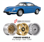CUSTOM CLASSIC VINTAGE RESTOMOD RETRO OLD SCHOOL FORGED WHEELS RIMS for ALPINE A108 1958 - 1965

Custom forged wheels for Alpine A108 1958 - 1965. Classic, vintage, restomod wheel designs made to order in custom sizes, offsets, colors and finishes.

We manufacture premium quality forged wheels rims for Alpine A108 1958 - 1965 in any design, size, color.

THIS WHEEL DESIGN CAN BE CUSTOM-MADE FOR YOUR CAR IN ANY SIZE AND COLOR OPTIONS
Available in monoblock, 2-piece, 3-piece, duoblock, beadlock
3D wheel rende