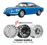CUSTOM CLASSIC VINTAGE RESTOMOD RETRO OLD SCHOOL FORGED WHEELS RIMS for ALPINE A110 1600S BERLINETTE 1969 - 1977

Custom forged wheels for Alpine A110 1600S Berlinette 1969 - 1977. Classic, vintage, restomod wheel designs made to order in custom sizes, offsets, colors and finishes.

We manufacture premium quality forged wheels rims for Alpine A110 1600S Berlinette 1969 - 1977 in any design, size, color.

THIS WHEEL DESIGN CAN BE CUSTOM-MADE FOR YOUR CAR IN ANY SIZE AND COLOR OPTIONS
Available in monoblock, 