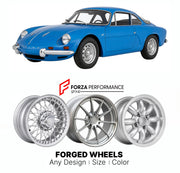 CUSTOM CLASSIC VINTAGE RESTOMOD RETRO OLD SCHOOL FORGED WHEELS RIMS for ALPINE A110 BERLINETTE 1961 - 1977

Custom forged wheels for Alpine A110 Berlinette 1961 - 1977. Classic, vintage, restomod wheel designs made to order in custom sizes, offsets, colors and finishes.

We manufacture premium quality forged wheels rims for Alpine A110 Berlinette 1961 - 1977 in any design, size, color.

THIS WHEEL DESIGN CAN BE CUSTOM-MADE FOR YOUR CAR IN ANY SIZE AND COLOR OPTIONS
Available in monoblock, 2-piece, 3-piece, 