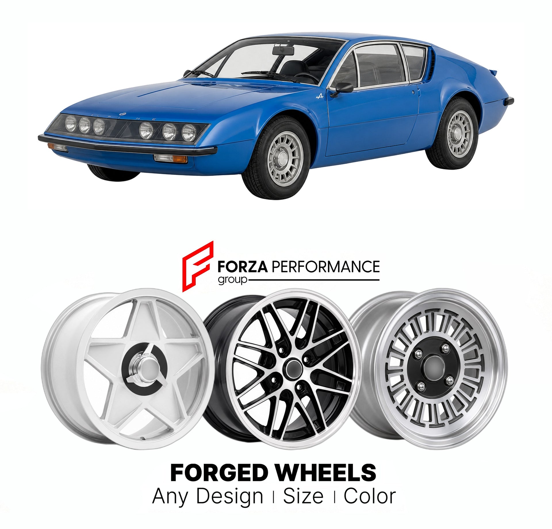 CUSTOM CLASSIC VINTAGE RESTOMOD RETRO OLD SCHOOL FORGED WHEELS RIMS for ALPINE A310 1971 - 1984

Custom forged wheels for Alpine A310 1971 - 1984. Classic, vintage, restomod wheel designs made to order in custom sizes, offsets, colors and finishes.

We manufacture premium quality forged wheels rims for Alpine A310 1971 - 1984 in any design, size, color.

THIS WHEEL DESIGN CAN BE CUSTOM-MADE FOR YOUR CAR IN ANY SIZE AND COLOR OPTIONS
Available in monoblock, 2-piece, 3-piece, duoblock, beadlock
3D wheel rende