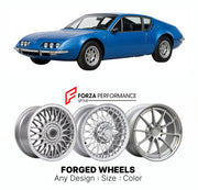 CUSTOM CLASSIC VINTAGE RESTOMOD RETRO OLD SCHOOL FORGED WHEELS RIMS for ALPINE RENAULT A310 1971 - 1976

Custom forged wheels for Alpine Renault A310 1971 - 1976. Classic, vintage, restomod wheel designs made to order in custom sizes, offsets, colors and finishes.

We manufacture premium quality forged wheels rims for Alpine Renault A310 1971 - 1976 in any design, size, color.

THIS WHEEL DESIGN CAN BE CUSTOM-MADE FOR YOUR CAR IN ANY SIZE AND COLOR OPTIONS
Available in monoblock, 2-piece, 3-piece, duoblock,