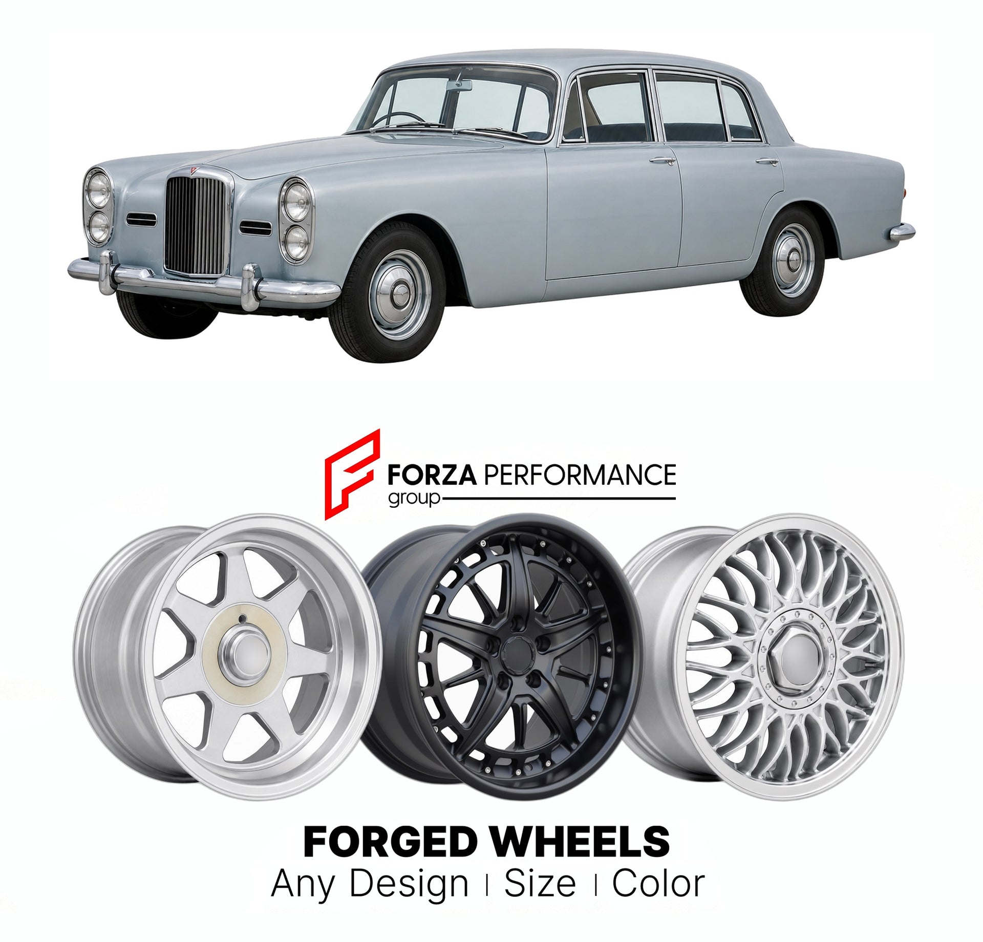 CUSTOM CLASSIC VINTAGE RESTOMOD RETRO OLD SCHOOL FORGED WHEELS RIMS for ALVIS TE21 1963 - 1966

Custom forged wheels for Alvis TE21 1963 - 1966. Classic, vintage, restomod wheel designs made to order in custom sizes, offsets, colors and finishes.

We manufacture premium quality forged wheels rims for Alvis TE21 1963 - 1966 in any design, size, color.

THIS WHEEL DESIGN CAN BE CUSTOM-MADE FOR YOUR CAR IN ANY SIZE AND COLOR OPTIONS
Available in monoblock, 2-piece, 3-piece, duoblock, beadlock
3D wheel renderin