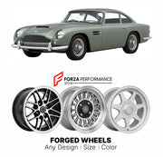 CUSTOM CLASSIC VINTAGE RESTOMOD RETRO OLD SCHOOL FORGED WHEELS RIMS for ASTON MARTIN DB4 GT 1959 - 1963

Custom forged wheels for Aston Martin DB4 GT 1959 - 1963. Classic, vintage, restomod wheel designs made to order in custom sizes, offsets, colors and finishes.

We manufacture premium quality forged wheels rims for Aston Martin DB4 GT 1959 - 1963 in any design, size, color.

THIS WHEEL DESIGN CAN BE CUSTOM-MADE FOR YOUR CAR IN ANY SIZE AND COLOR OPTIONS
Available in monoblock, 2-piece, 3-piece, duoblock,