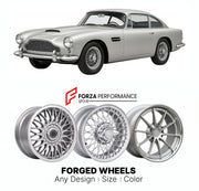 CUSTOM CLASSIC VINTAGE RESTOMOD RETRO OLD SCHOOL FORGED WHEELS RIMS for ASTON MARTIN DB4 SERIES II 1960 - 1961

Custom forged wheels for Aston Martin DB4 Series II 1960 - 1961. Classic, vintage, restomod wheel designs made to order in custom sizes, offsets, colors and finishes.

We manufacture premium quality forged wheels rims for Aston Martin DB4 Series II 1960 - 1961 in any design, size, color.

THIS WHEEL DESIGN CAN BE CUSTOM-MADE FOR YOUR CAR IN ANY SIZE AND COLOR OPTIONS
Available in monoblock, 2-piec