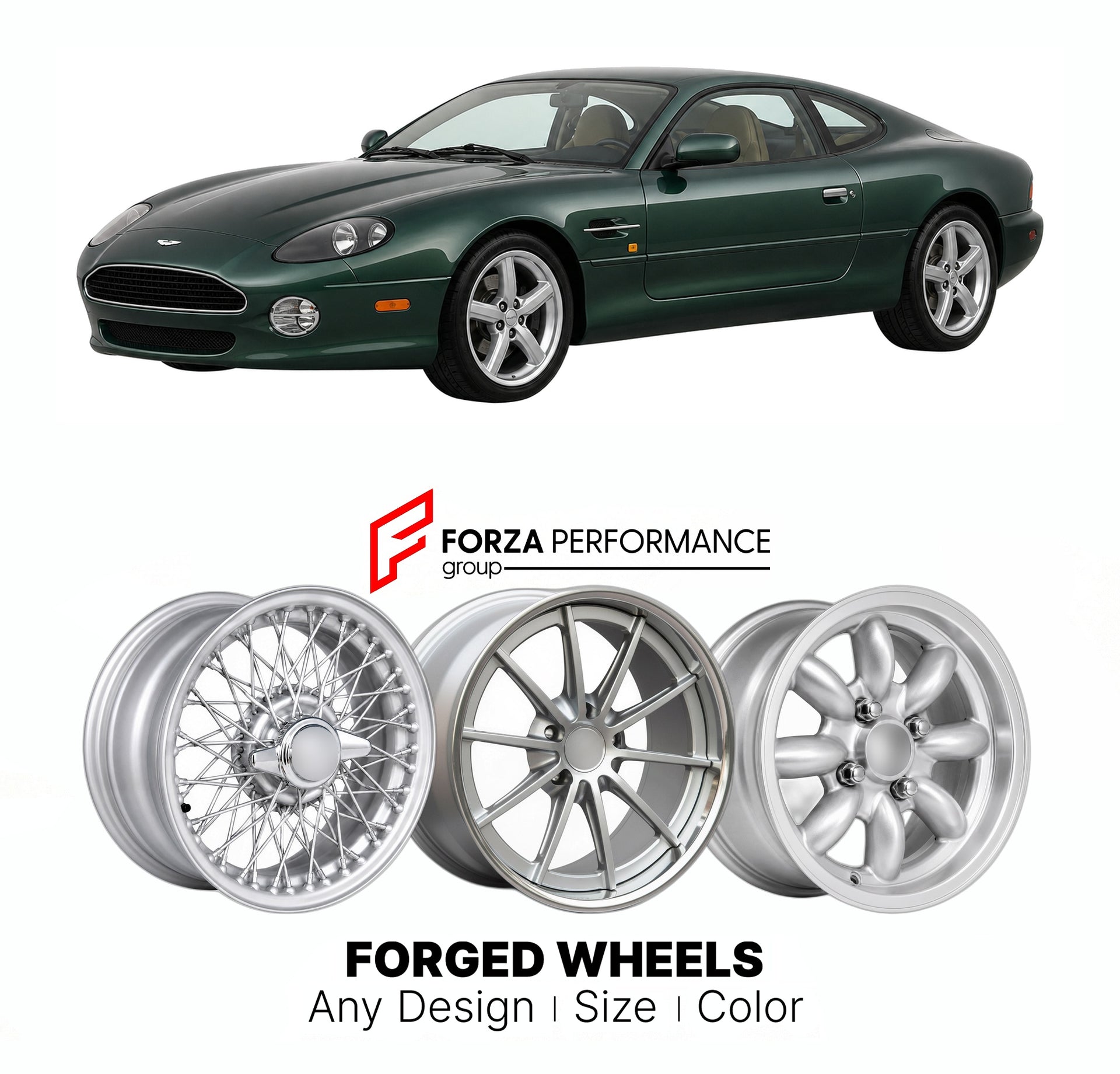 CUSTOM CLASSIC VINTAGE RESTOMOD RETRO OLD SCHOOL FORGED WHEELS RIMS for ASTON MARTIN DB7 VANTAGE 1999 - 2004

Custom forged wheels for Aston Martin DB7 Vantage 1999 - 2004. Classic, vintage, restomod wheel designs made to order in custom sizes, offsets, colors and finishes.

We manufacture premium quality forged wheels rims for Aston Martin DB7 Vantage 1999 - 2004 in any design, size, color.

THIS WHEEL DESIGN CAN BE CUSTOM-MADE FOR YOUR CAR IN ANY SIZE AND COLOR OPTIONS
Available in monoblock, 2-piece, 3-p