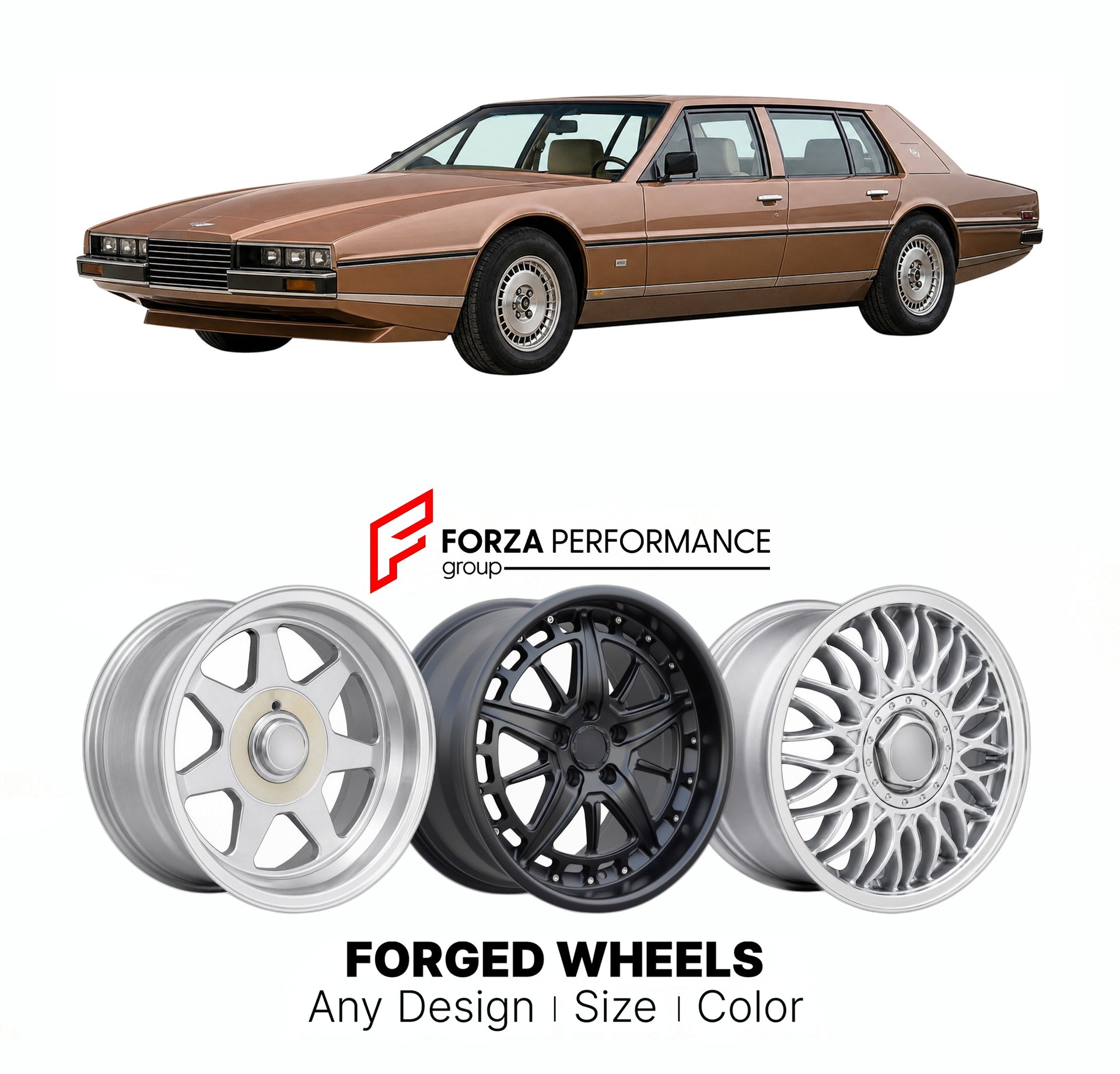 CUSTOM CLASSIC VINTAGE RESTOMOD RETRO OLD SCHOOL FORGED WHEELS RIMS for ASTON MARTIN LAGONDA SERIES 2-4 1976 - 1990

Custom forged wheels for Aston Martin Lagonda Series 2-4 1976 - 1990. Classic, vintage, restomod wheel designs made to order in custom sizes, offsets, colors and finishes.

We manufacture premium quality forged wheels rims for Aston Martin Lagonda Series 2-4 1976 - 1990 in any design, size, color.

THIS WHEEL DESIGN CAN BE CUSTOM-MADE FOR YOUR CAR IN ANY SIZE AND COLOR OPTIONS
Available in mo