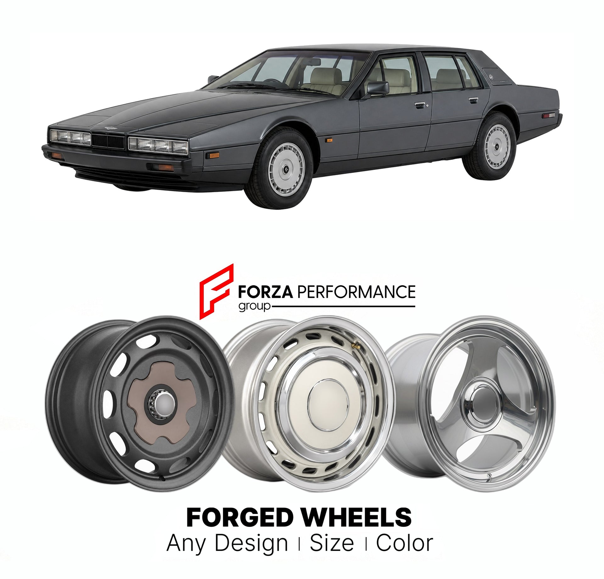 CUSTOM CLASSIC VINTAGE RESTOMOD RETRO OLD SCHOOL FORGED WHEELS RIMS for ASTON MARTIN LAGONDA SERIES 3-4 1986 - 1990

Custom forged wheels for Aston Martin Lagonda Series 3-4 1986 - 1990. Classic, vintage, restomod wheel designs made to order in custom sizes, offsets, colors and finishes.

We manufacture premium quality forged wheels rims for Aston Martin Lagonda Series 3-4 1986 - 1990 in any design, size, color.

THIS WHEEL DESIGN CAN BE CUSTOM-MADE FOR YOUR CAR IN ANY SIZE AND COLOR OPTIONS
Available in mo