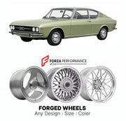 CUSTOM CLASSIC VINTAGE RESTOMOD RETRO OLD SCHOOL FORGED WHEELS RIMS for AUDI 100 200 A6 C1 1968 - 1976

Custom forged wheels for Audi 100 200 A6 C1 1968 - 1976. Classic, vintage, restomod wheel designs made to order in custom sizes, offsets, colors and finishes.

We manufacture premium quality forged wheels rims for Audi 100 200 A6 C1 1968 - 1976 in any design, size, color.

THIS WHEEL DESIGN CAN BE CUSTOM-MADE FOR YOUR CAR IN ANY SIZE AND COLOR OPTIONS
Available in monoblock, 2-piece, 3-piece, duoblock, be