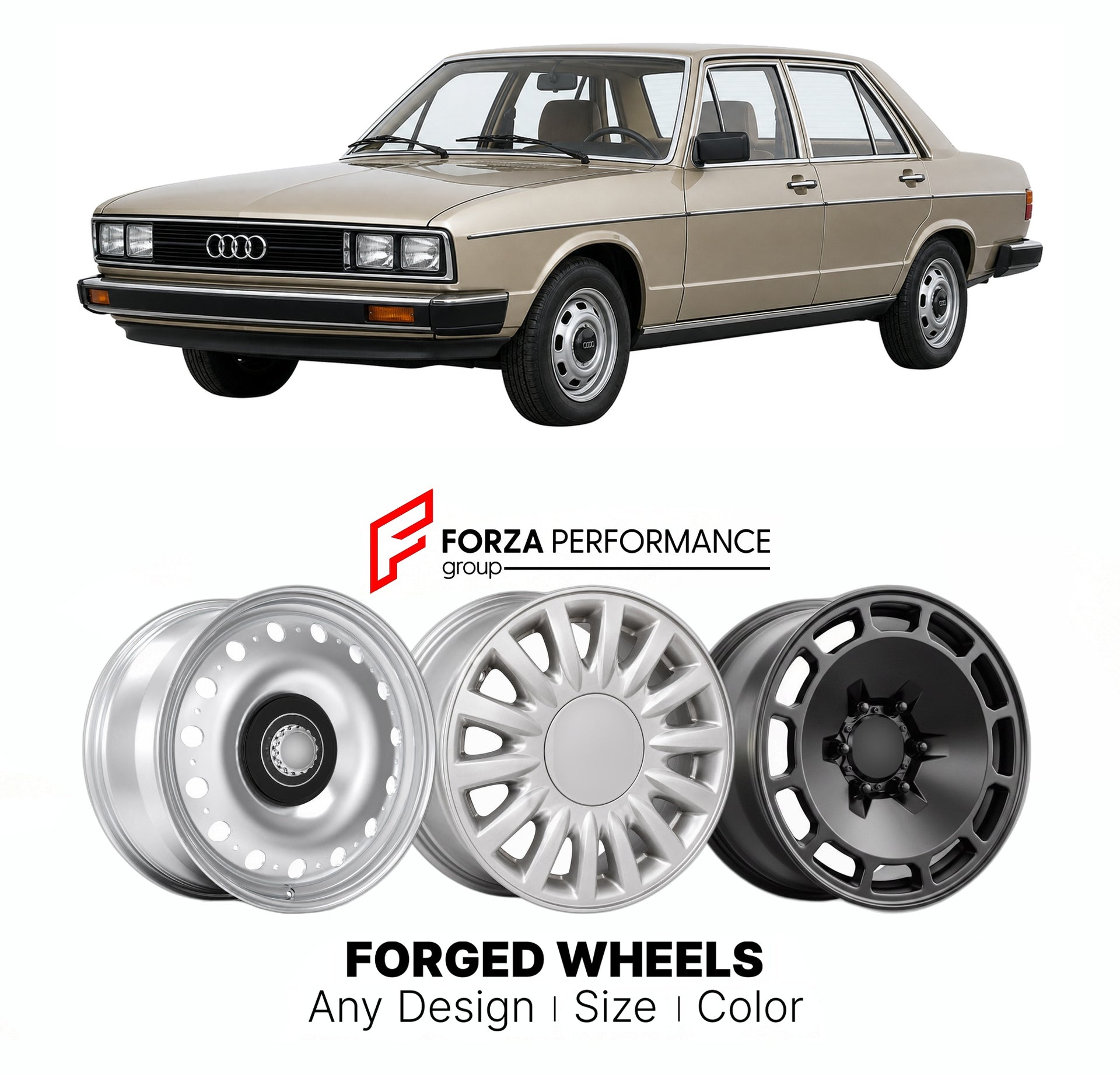 CUSTOM CLASSIC VINTAGE RESTOMOD RETRO OLD SCHOOL FORGED WHEELS RIMS for AUDI 200 C2 1979 - 1982

Custom forged wheels for Audi 200 C2 1979 - 1982. Classic, vintage, restomod wheel designs made to order in custom sizes, offsets, colors and finishes.

We manufacture premium quality forged wheels rims for Audi 200 C2 1979 - 1982 in any design, size, color.

THIS WHEEL DESIGN CAN BE CUSTOM-MADE FOR YOUR CAR IN ANY SIZE AND COLOR OPTIONS
Available in monoblock, 2-piece, 3-piece, duoblock, beadlock
3D wheel rende