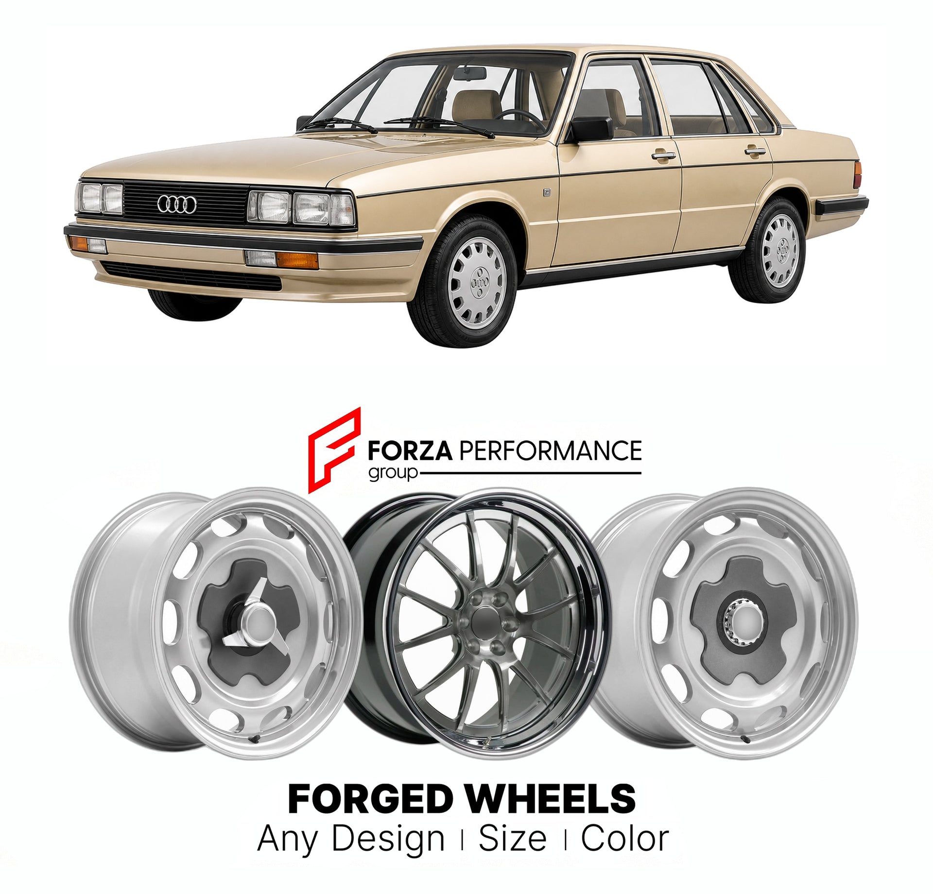 CUSTOM CLASSIC VINTAGE RESTOMOD RETRO OLD SCHOOL FORGED WHEELS RIMS for AUDI 200 C3 1983 - 1991

Custom forged wheels for Audi 200 C3 1983 - 1991. Classic, vintage, restomod wheel designs made to order in custom sizes, offsets, colors and finishes.

We manufacture premium quality forged wheels rims for Audi 200 C3 1983 - 1991 in any design, size, color.

THIS WHEEL DESIGN CAN BE CUSTOM-MADE FOR YOUR CAR IN ANY SIZE AND COLOR OPTIONS
Available in monoblock, 2-piece, 3-piece, duoblock, beadlock
3D wheel rende