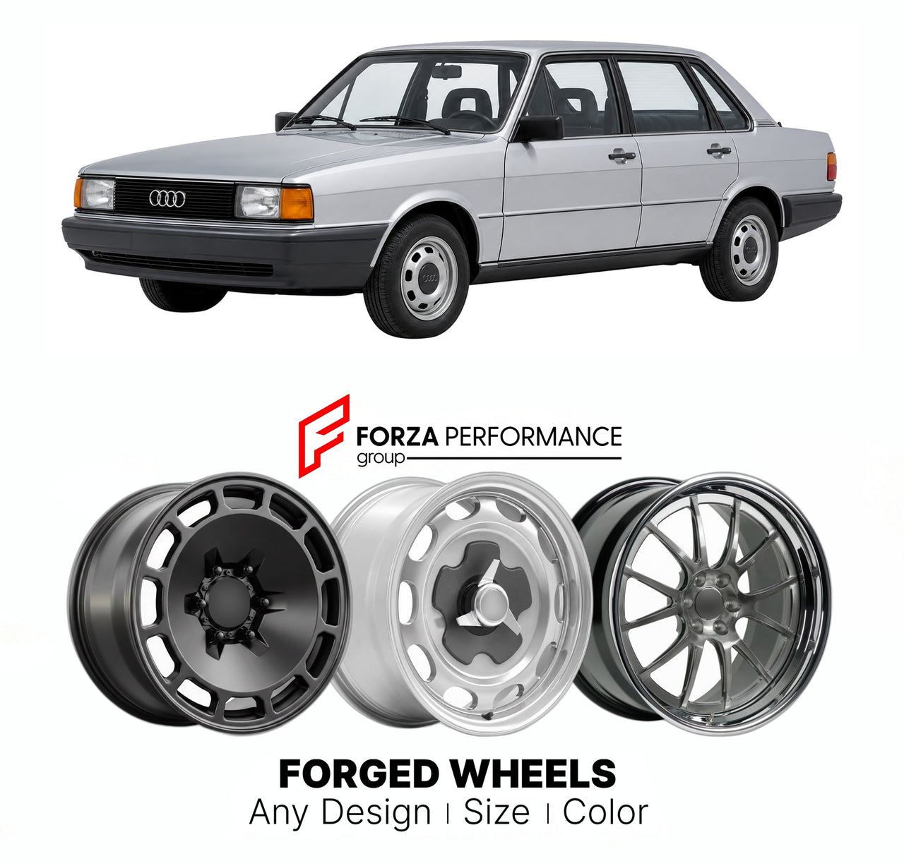 CUSTOM CLASSIC VINTAGE RESTOMOD RETRO OLD SCHOOL FORGED WHEELS RIMS for AUDI 80 90 B3 1986 - 1991

Custom forged wheels for Audi 80 90 B3 1986 - 1991. Classic, vintage, restomod wheel designs made to order in custom sizes, offsets, colors and finishes.

We manufacture premium quality forged wheels rims for Audi 80 90 B3 1986 - 1991 in any design, size, color.

THIS WHEEL DESIGN CAN BE CUSTOM-MADE FOR YOUR CAR IN ANY SIZE AND COLOR OPTIONS
Available in monoblock, 2-piece, 3-piece, duoblock, beadlock
3D wheel
