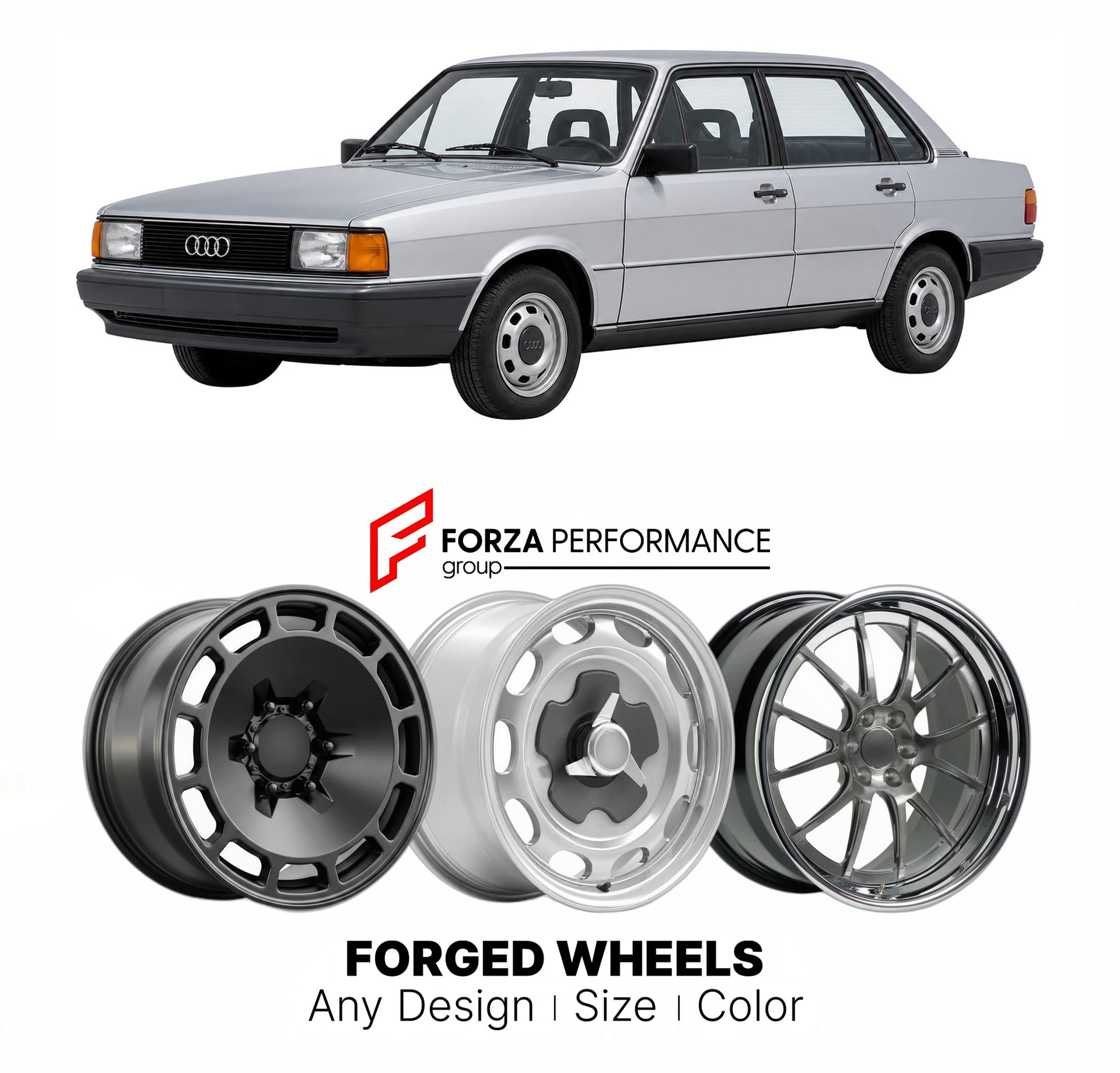CUSTOM CLASSIC VINTAGE RESTOMOD RETRO OLD SCHOOL FORGED WHEELS RIMS for AUDI 80 90 B3 1986 - 1991

Custom forged wheels for Audi 80 90 B3 1986 - 1991. Classic, vintage, restomod wheel designs made to order in custom sizes, offsets, colors and finishes.

We manufacture premium quality forged wheels rims for Audi 80 90 B3 1986 - 1991 in any design, size, color.

THIS WHEEL DESIGN CAN BE CUSTOM-MADE FOR YOUR CAR IN ANY SIZE AND COLOR OPTIONS
Available in monoblock, 2-piece, 3-piece, duoblock, beadlock
3D wheel