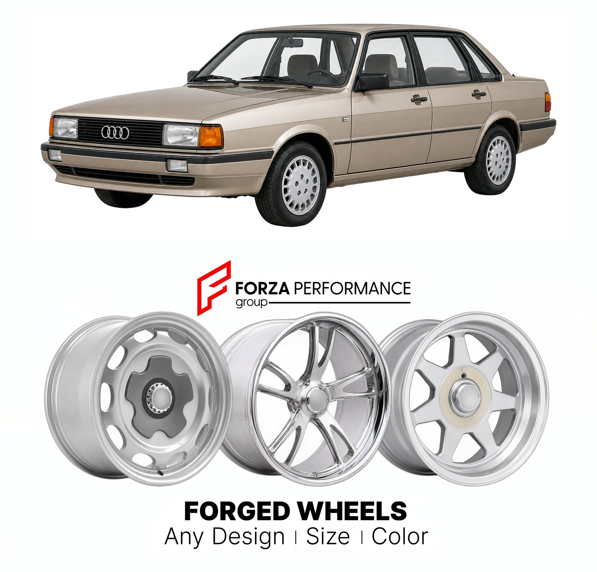 CUSTOM CLASSIC VINTAGE RESTOMOD RETRO OLD SCHOOL FORGED WHEELS RIMS for AUDI 80 90 B3 1987 - 1991

Custom forged wheels for Audi 80 90 B3 1987 - 1991. Classic, vintage, restomod wheel designs made to order in custom sizes, offsets, colors and finishes.

We manufacture premium quality forged wheels rims for Audi 80 90 B3 1987 - 1991 in any design, size, color.

THIS WHEEL DESIGN CAN BE CUSTOM-MADE FOR YOUR CAR IN ANY SIZE AND COLOR OPTIONS
Available in monoblock, 2-piece, 3-piece, duoblock, beadlock
3D wheel