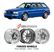 CUSTOM CLASSIC VINTAGE RESTOMOD RETRO OLD SCHOOL FORGED WHEELS RIMS for AUDI RS2 AVANT B4 1994 - 1995

Custom forged wheels for Audi RS2 Avant B4 1994 - 1995. Classic, vintage, restomod wheel designs made to order in custom sizes, offsets, colors and finishes.

We manufacture premium quality forged wheels rims for Audi RS2 Avant B4 1994 - 1995 in any design, size, color.

THIS WHEEL DESIGN CAN BE CUSTOM-MADE FOR YOUR CAR IN ANY SIZE AND COLOR OPTIONS
Available in monoblock, 2-piece, 3-piece, duoblock, beadl