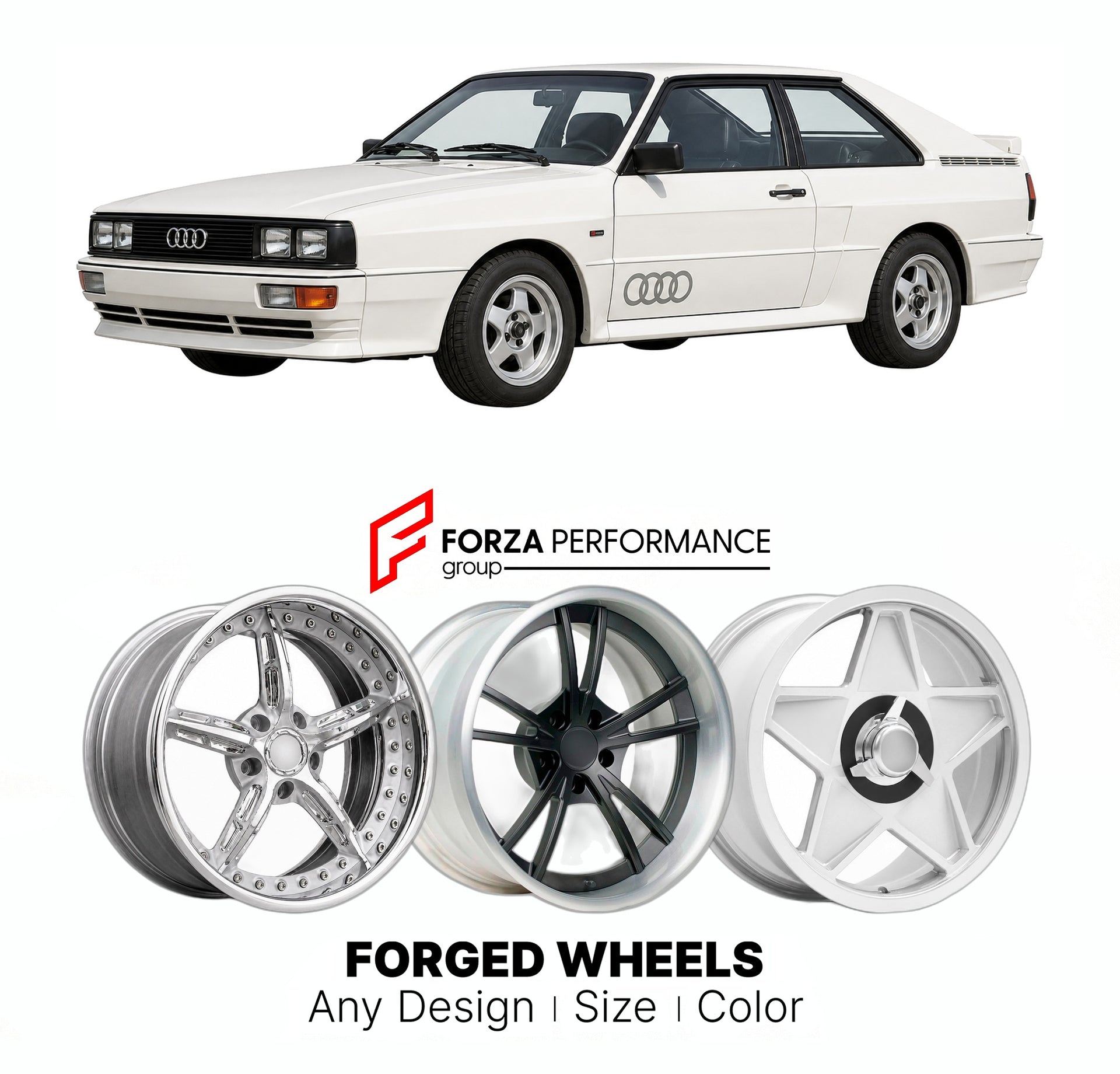CUSTOM CLASSIC VINTAGE RESTOMOD RETRO OLD SCHOOL FORGED WHEELS RIMS for AUDI UR-QUATTRO 1980 - 1991

Custom forged wheels for Audi Ur-Quattro 1980 - 1991. Classic, vintage, restomod wheel designs made to order in custom sizes, offsets, colors and finishes.

We manufacture premium quality forged wheels rims for Audi Ur-Quattro 1980 - 1991 in any design, size, color.

THIS WHEEL DESIGN CAN BE CUSTOM-MADE FOR YOUR CAR IN ANY SIZE AND COLOR OPTIONS
Available in monoblock, 2-piece, 3-piece, duoblock, beadlock
3D