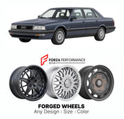 CUSTOM CLASSIC VINTAGE RESTOMOD RETRO OLD SCHOOL FORGED WHEELS RIMS for AUDI V8 D11 1988 - 1994

Custom forged wheels for Audi V8 D11 1988 - 1994. Classic, vintage, restomod wheel designs made to order in custom sizes, offsets, colors and finishes.

We manufacture premium quality forged wheels rims for Audi V8 D11 1988 - 1994 in any design, size, color.

THIS WHEEL DESIGN CAN BE CUSTOM-MADE FOR YOUR CAR IN ANY SIZE AND COLOR OPTIONS
Available in monoblock, 2-piece, 3-piece, duoblock, beadlock
3D wheel rende