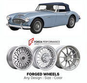 CUSTOM CLASSIC VINTAGE RESTOMOD RETRO OLD SCHOOL FORGED WHEELS RIMS for AUSTIN-HEALEY 3000 BJ7 MK IIA 1962 - 1963

Custom forged wheels for Austin-Healey 3000 BJ7 MK IIA 1962 - 1963. Classic, vintage, restomod wheel designs made to order in custom sizes, offsets, colors and finishes.

We manufacture premium quality forged wheels rims for Austin-Healey 3000 BJ7 MK IIA 1962 - 1963 in any design, size, color.

THIS WHEEL DESIGN CAN BE CUSTOM-MADE FOR YOUR CAR IN ANY SIZE AND COLOR OPTIONS
Available in monobloc