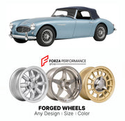 CUSTOM CLASSIC VINTAGE RESTOMOD RETRO OLD SCHOOL FORGED WHEELS RIMS for AUSTIN-HEALEY 3000 MK I 1959 - 1961

Custom forged wheels for Austin-Healey 3000 MK I 1959 - 1961. Classic, vintage, restomod wheel designs made to order in custom sizes, offsets, colors and finishes.

We manufacture premium quality forged wheels rims for Austin-Healey 3000 MK I 1959 - 1961 in any design, size, color.

THIS WHEEL DESIGN CAN BE CUSTOM-MADE FOR YOUR CAR IN ANY SIZE AND COLOR OPTIONS
Available in monoblock, 2-piece, 3-piec
