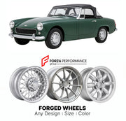 CUSTOM CLASSIC VINTAGE RESTOMOD RETRO OLD SCHOOL FORGED WHEELS RIMS for AUSTIN-HEALEY SPRITE MK II-MK IV 1961 - 1971

Custom forged wheels for Austin-Healey Sprite MK II-MK IV 1961 - 1971. Classic, vintage, restomod wheel designs made to order in custom sizes, offsets, colors and finishes.

We manufacture premium quality forged wheels rims for Austin-Healey Sprite MK II-MK IV 1961 - 1971 in any design, size, color.

THIS WHEEL DESIGN CAN BE CUSTOM-MADE FOR YOUR CAR IN ANY SIZE AND COLOR OPTIONS
Available in