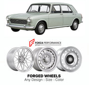 CUSTOM CLASSIC VINTAGE RESTOMOD RETRO OLD SCHOOL FORGED WHEELS RIMS for AUSTIN 1100 1300 ADO16 1963 - 1974

Custom forged wheels for Austin 1100 1300 ADO16 1963 - 1974. Classic, vintage, restomod wheel designs made to order in custom sizes, offsets, colors and finishes.

We manufacture premium quality forged wheels rims for Austin 1100 1300 ADO16 1963 - 1974 in any design, size, color.

THIS WHEEL DESIGN CAN BE CUSTOM-MADE FOR YOUR CAR IN ANY SIZE AND COLOR OPTIONS
Available in monoblock, 2-piece, 3-piece, 