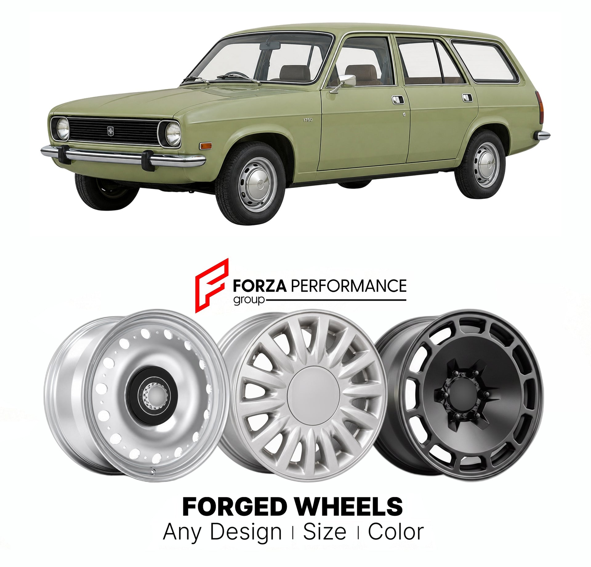 CUSTOM CLASSIC VINTAGE RESTOMOD RETRO OLD SCHOOL FORGED WHEELS RIMS for AUSTIN ALLEGRO ESTATE 1975 - 1982

Custom forged wheels for Austin Allegro Estate 1975 - 1982. Classic, vintage, restomod wheel designs made to order in custom sizes, offsets, colors and finishes.

We manufacture premium quality forged wheels rims for Austin Allegro Estate 1975 - 1982 in any design, size, color.

THIS WHEEL DESIGN CAN BE CUSTOM-MADE FOR YOUR CAR IN ANY SIZE AND COLOR OPTIONS
Available in monoblock, 2-piece, 3-piece, duo