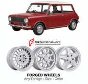 CUSTOM CLASSIC VINTAGE RESTOMOD RETRO OLD SCHOOL FORGED WHEELS RIMS for AUSTIN MINI CLUBMAN ADO20 1969 - 1980

Custom forged wheels for Austin Mini Clubman ADO20 1969 - 1980. Classic, vintage, restomod wheel designs made to order in custom sizes, offsets, colors and finishes.

We manufacture premium quality forged wheels rims for Austin Mini Clubman ADO20 1969 - 1980 in any design, size, color.

THIS WHEEL DESIGN CAN BE CUSTOM-MADE FOR YOUR CAR IN ANY SIZE AND COLOR OPTIONS
Available in monoblock, 2-piece, 