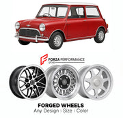 CUSTOM CLASSIC VINTAGE RESTOMOD RETRO OLD SCHOOL FORGED WHEELS RIMS for AUSTIN MINI COOPER S ADO15 1963 - 1971

Custom forged wheels for Austin Mini Cooper S ADO15 1963 - 1971. Classic, vintage, restomod wheel designs made to order in custom sizes, offsets, colors and finishes.

We manufacture premium quality forged wheels rims for Austin Mini Cooper S ADO15 1963 - 1971 in any design, size, color.

THIS WHEEL DESIGN CAN BE CUSTOM-MADE FOR YOUR CAR IN ANY SIZE AND COLOR OPTIONS
Available in monoblock, 2-piec