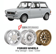 CUSTOM CLASSIC VINTAGE RESTOMOD RETRO OLD SCHOOL FORGED WHEELS RIMS for AUTOBIANCHI A112 ABARTH 1971 - 1985

Custom forged wheels for Autobianchi A112 Abarth 1971 - 1985. Classic, vintage, restomod wheel designs made to order in custom sizes, offsets, colors and finishes.

We manufacture premium quality forged wheels rims for Autobianchi A112 Abarth 1971 - 1985 in any design, size, color.

THIS WHEEL DESIGN CAN BE CUSTOM-MADE FOR YOUR CAR IN ANY SIZE AND COLOR OPTIONS
Available in monoblock, 2-piece, 3-piec